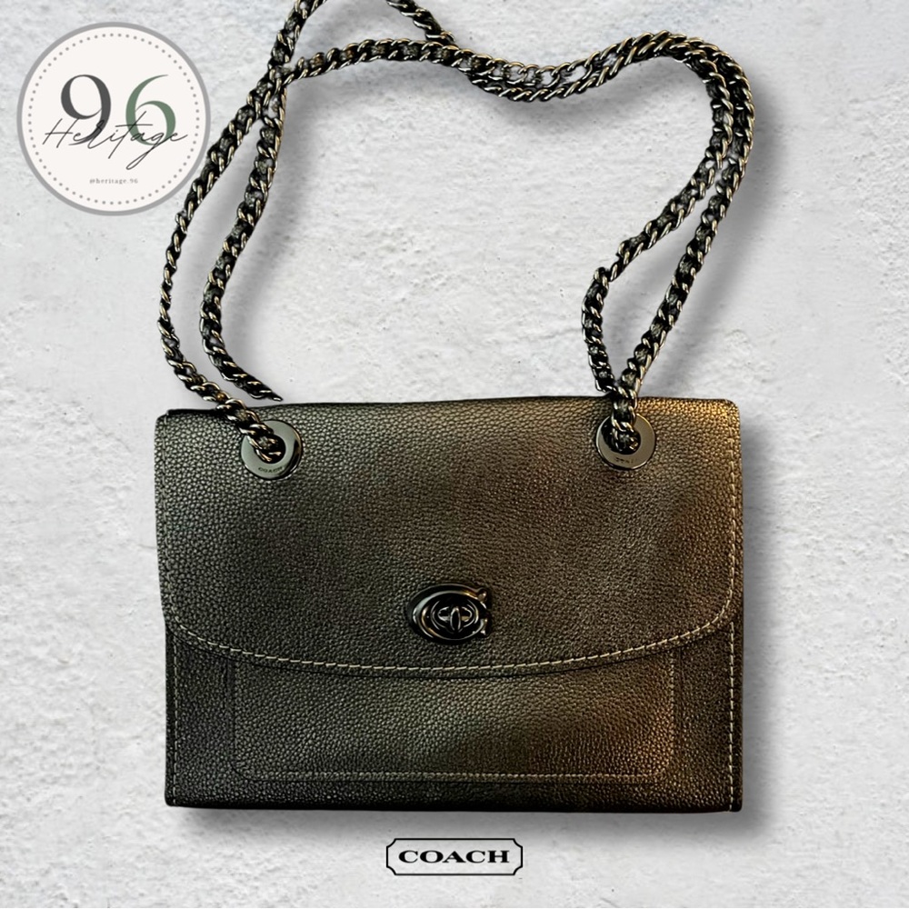 COACH PARKER - Metallic Graphite, convertible chain strap
